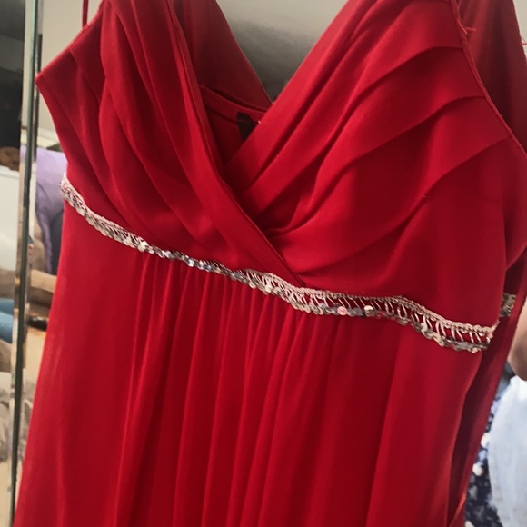 Red prom dress from 07. Babydoll fit. Sheer with slip. Flows nicely - Picture 3 of 3